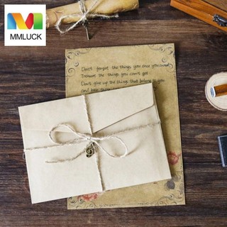 Mmluck Phong Bì Lời Mời Đồ Dùng Học Tập Phong Cách Châu Âu Cũ Giấy Kraft Giấy Chữ Có Dây Giấy Viết
