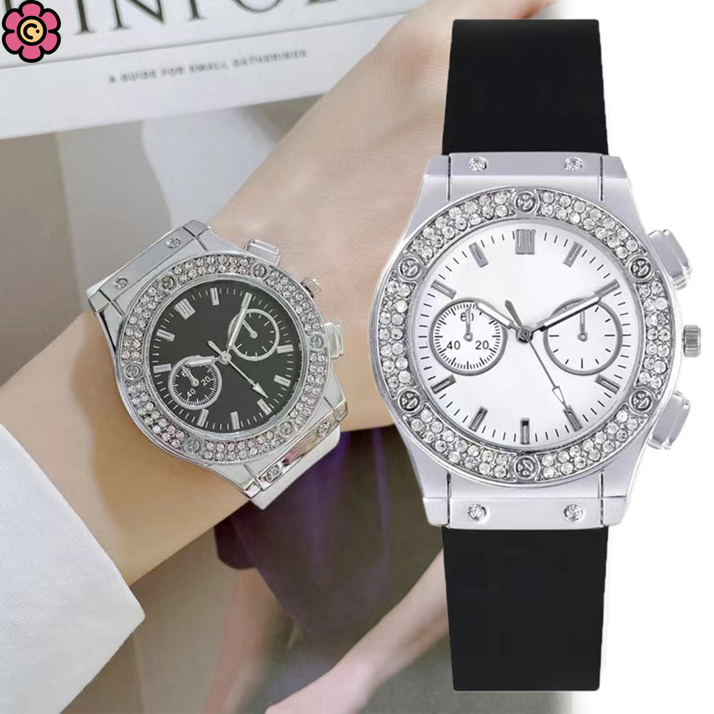 [Crd] Đồng hồ thạch anh dành cho nam và nữ, đồng hồ thời trang và đa năng, đồng hồ silicon đính kim cương, đồng hồ unisex YK
