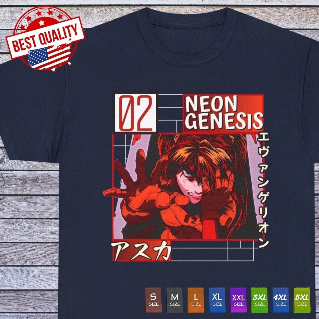 Asuka Áo Eva Nerv Neon Genesis Evangelion Anime Nhật Bản Tee Manga Cosplay