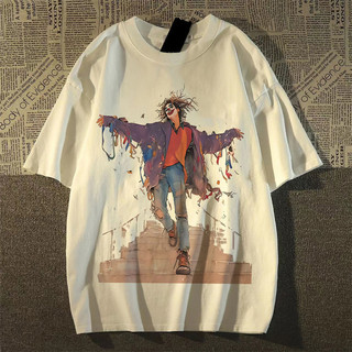 Sinransinya Mới Áo Thun Nam Mỹ Retro Đường Phố Sang Trọng Cotton Nguyên Chất Joker Hoàng Đế Họa Tiết In Hình Cảm Giác Nặng Rời Hip Hop Thanh Niên Cặp Đôi Thời Trang Nửa Tay