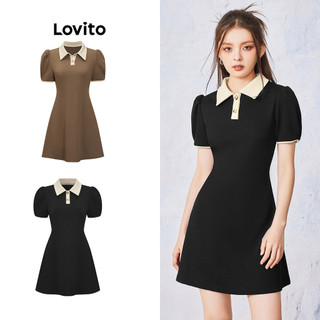 Đầm thun gân midi Lovito ôm sát viền màu tương phản thời trang thường ngày cho nữ L55AD057 (Nhiều màu)