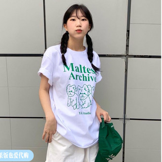 Hàng sẵn có Jin Minkui 's Same Waikei Line Dog Áo thun ngắn tay Instagram phổ biến cho cả nam và nữ