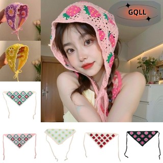 Retro Dệt Kim Handmade Cô Gái Cay Tam Giác Khăn Băng Đô Nữ