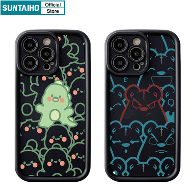 Suntaiho Ngộ nghĩnh Vỏ Độc Đáo Khủng Long Họa Tiết Quái Vật Ốp lưng Iphone 15 14 12 13 11 Pro Max IP 7 8 Plus Iphon X Xs XR Xs Max Silicone Mềm Cao Cấp Chống Sốc Ốp Lưng