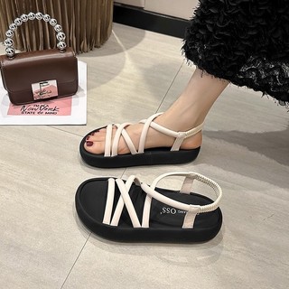 Dép quai hậu sandal nữ Kiko da quai chéo đế cao 3 cm