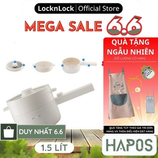 Nồi điện đa năng LocknLock 1.5L Chính hãng chống dính, Kèm khay hấp, nấu cơm, nấu mì, nấu lẩu chiên xào - HAPOS OFFICIAL