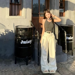 Set Bộ Áo Ba Lỗ Hai Dây Mùa Hè Quần Ống Rộng Cạp Cao Bộ Hai Chiếc HOT GIRL Mát Mẻ Mặc Ngoài