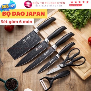 SKU287 - Bộ Dao Làm Bếp Nhật Bản 6 Món, Dao Bếp Sang Trọng, Thép Không Rỉ Siêu Bền Đẹp