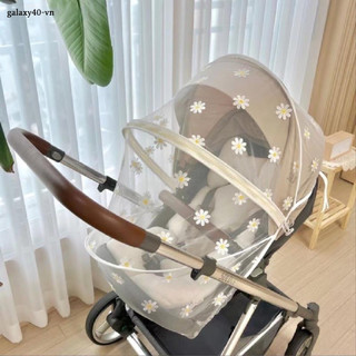 Huiji Thêu hoa cúc trên lưới chống muỗi hoàn toàn thoáng khí cho xe đẩy em bé