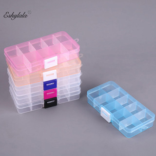 Eshylala 10 khe nhựa bảo quản hộp đựng trang sức ngăn có thể điều chỉnh hộp đựng cho hạt bông tai hộp trang sức hộp hình chữ nhật eshylala