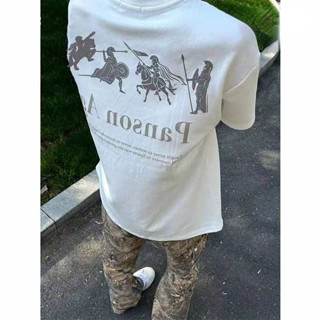 Áo thun nam in hình rãnh mùa hè mới cổ điển giản dị đa năng Cotton nguyên chất tay ngắn