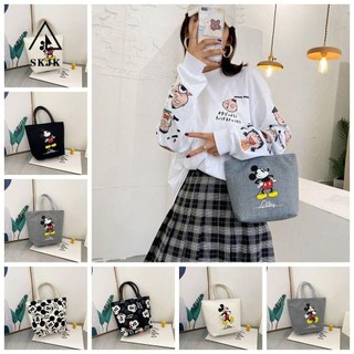 Túi Tote Chuột Mickey SKJK, Túi Vải Mickey Hoạt Hình Anime, Dây Kéo Thời Trang Giá Đỡ Tay Dung Tích Lớn Túi Đeo Ngang Mickey Mua Sắm