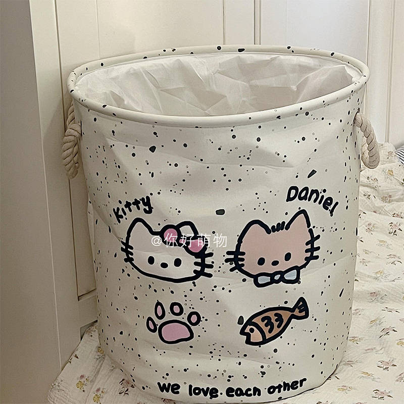 【Ready Stock】 Cute Laundry Basket Household Foldable Large Dirty Clothes Storage Basket Bathroom Wat