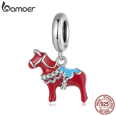 Bamoer 925 Sterling Sliver Charm Dala Ngựa Mặt Dây Chuyền Phụ Kiện Series Cho Vòng Tay