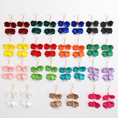 Pinkdudu Thời Trang Mới Phong Cách Bohemian Cánh Hoa Ngọc Trai Dài Bông Tai Acrylic Ngọc Trai Nhân Tạo Đơn Giản PD1847