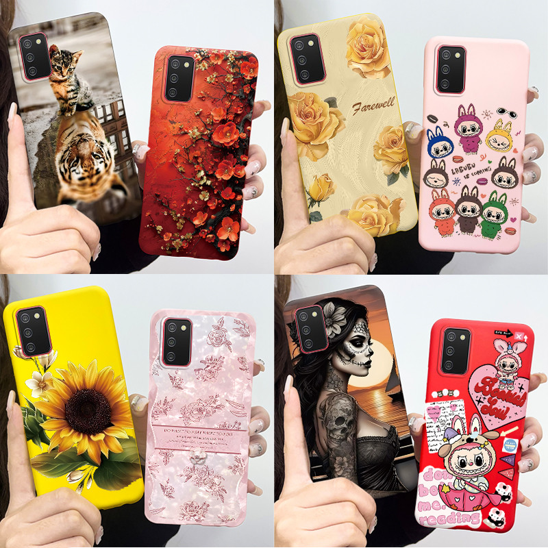 Dành Cho Galaxy A02S A03S Ốp Lưng Hoa Xinh Đẹp Màu Kẹo Mờ Silicon Mềm TPU Ốp lưng Samsung Galaxy A03