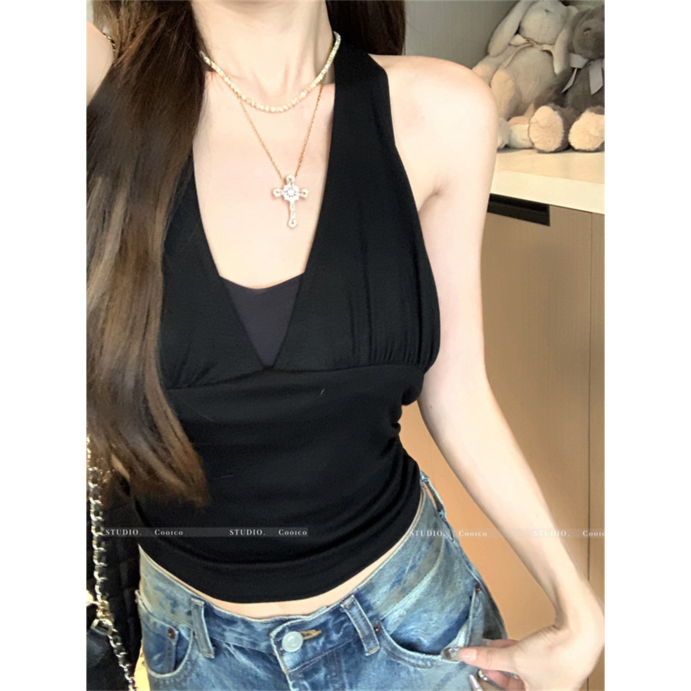 YIBEIKA Modal Pure Desire Style Hot Girl Halterneck Camisole Nữ Áo Ngắn | BigBuy360 - bigbuy360.vn