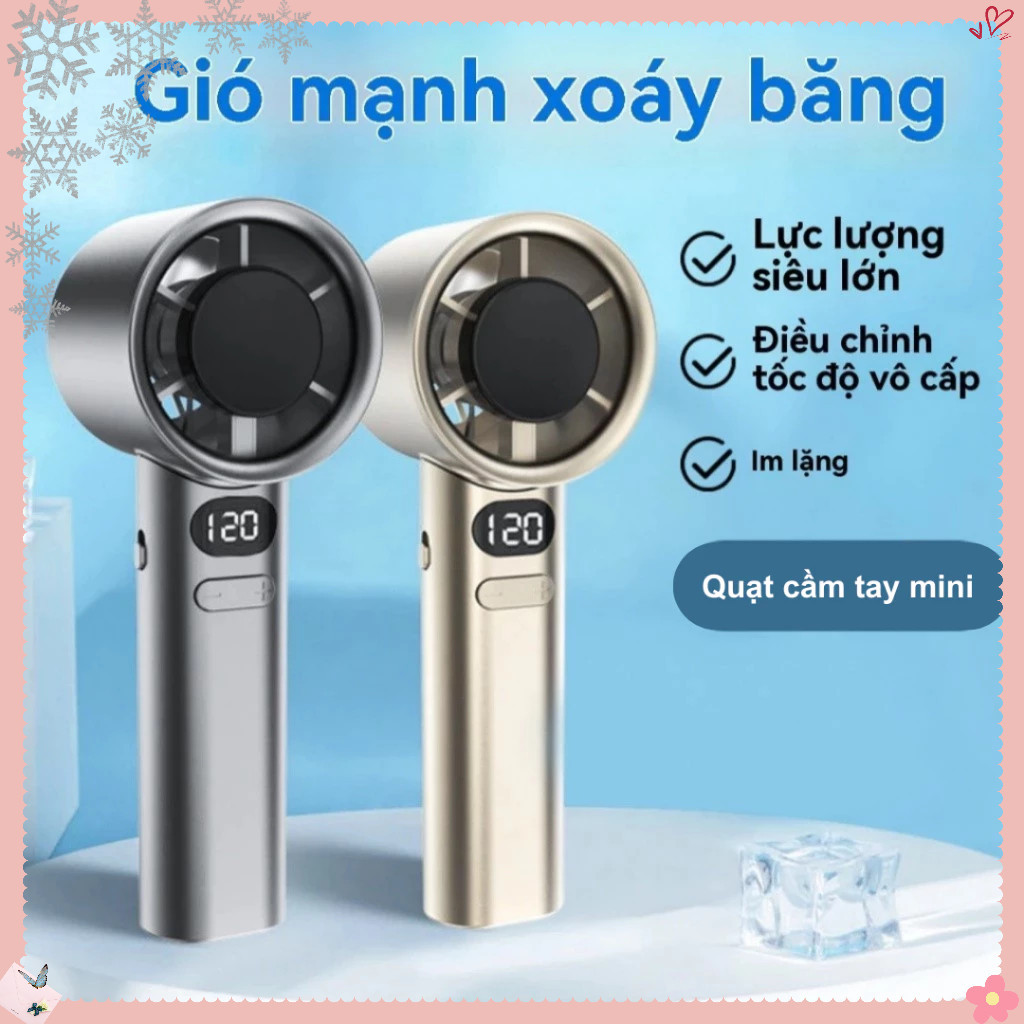 2025 Quạt cầm tay tốc độ cao turbo 120 cấp độ gió quạt mini gió mạnh, dung lượng pin lớn có màn hình