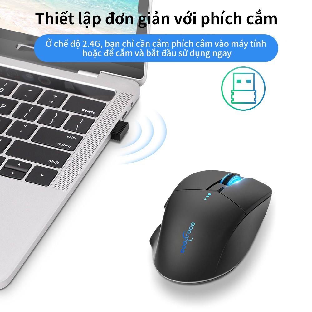 Chuột không dây GOOJODOQ Bluetooth 4000DPI Máy tính USB 2.4GHz Công thái học cho chơi game | BigBuy360 - bigbuy360.vn