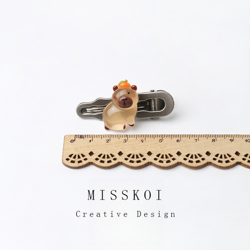 CHUANYE Dễ Thương Capybara Capybara Kẹp Tóc Trong Suốt Kẹp Bên Mỏ Vịt Kẹp Phụ Kiện Tóc Vui Nhộn
