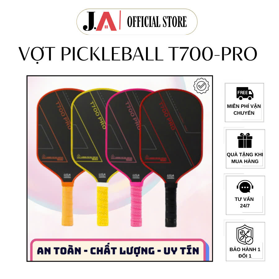 Vợt Pickleball T700 PRO 16mm Cao Cấp Siêu Nhẹ, Chuyên Nghiệp, Sợi Carbon Mặt Nhám Thiết Kế Đẹp, Thời