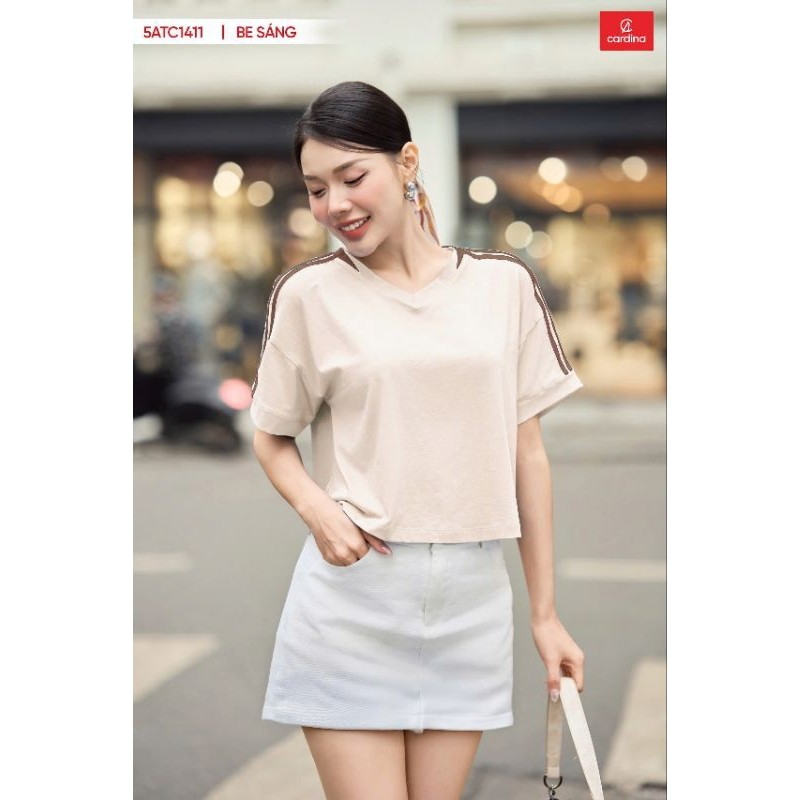 5ATC14 ÁO PHÔNG COTTON CỔ TIM DÁNG CROPTOP TRẺ TRUNG