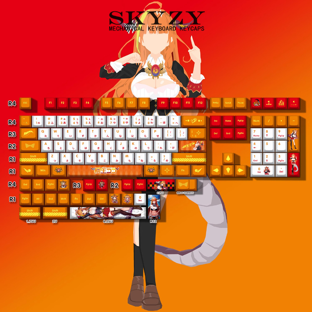 Kiryu Coco Keycaps Cherry Profile VTuber Hololive PBT Dye Sub Keycap