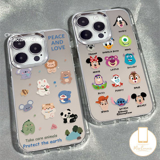 Ốp điện thoại hình động vật Disney hoạt hình Minnie Mickey Tương thích cho IPhone 7Plus 11 15 13 12 14 Pro Max 15 7 6 8 6S Plus 8Plus XS XR X Max SE 2020 Vỏ ống kính kim loại mạ sang trọng dễ thương