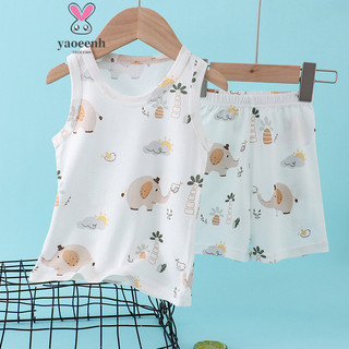 【YAOEENH】90-160cm Mùa Hè Trẻ Em Hoạt Hình Lưới Áo Vest Phù Hợp Với Bé Trai Bé Gái Quần Short Không Tay Điều Hòa Không Khí Dịch Vụ Gia Đình Hàng Có Sẵn Vận Chuyển Nhanh