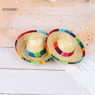 Guouqna Mini Thú Cưng Chó Rơm Mũ Sombrero Mèo Mũ Chống Nắng Tiệc Bãi Biển Mũ Rơm Chó Nón GUOUqna