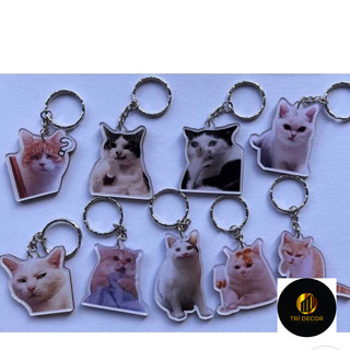 Móc khoá mica mèo meme cute đáng yêu