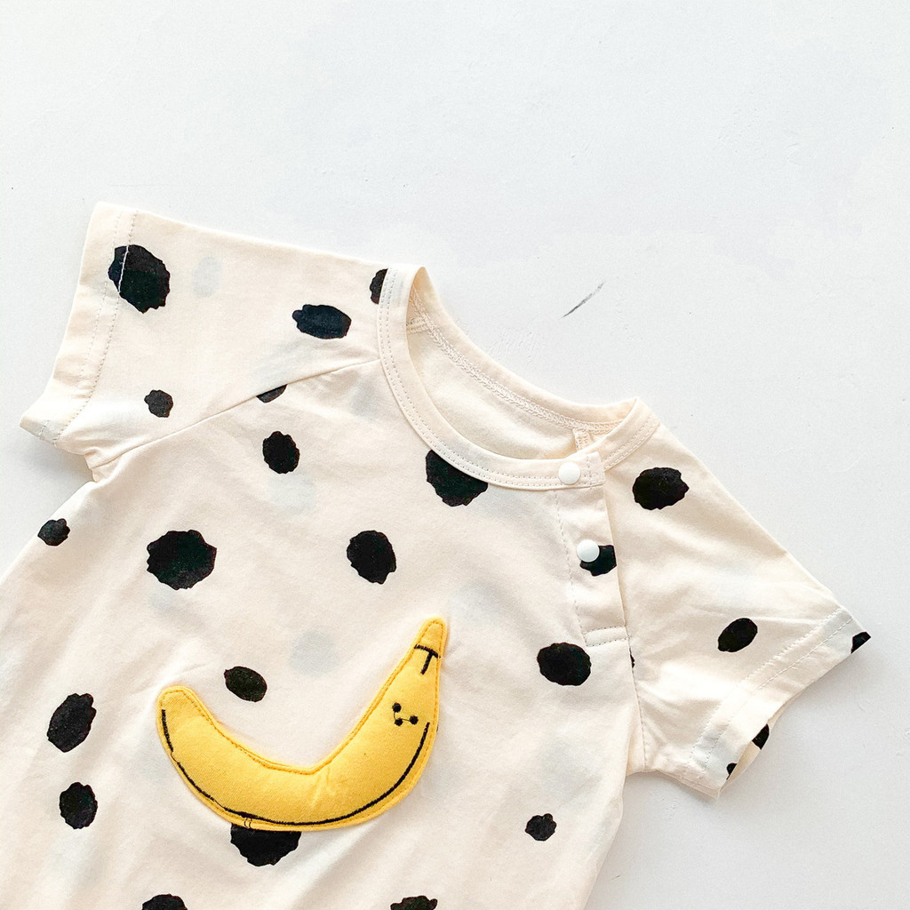 Bộ Áo Liền Quần In Họa Tiết Trái Chuối Đáng Yêu Dành Cho Các Bé