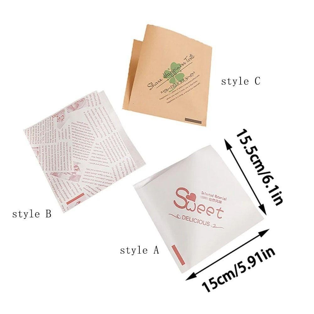 Vortex 100 Cái Gói Bánh Sandwich, Giấy Kraft Mở Hình Tam Giác Vuông Chống Dầu, Túi Đóng Gói Hạt Doughnut In Chống Thấm Nước 15x15cm Túi Hamburger Dùng Một Lần Đảng