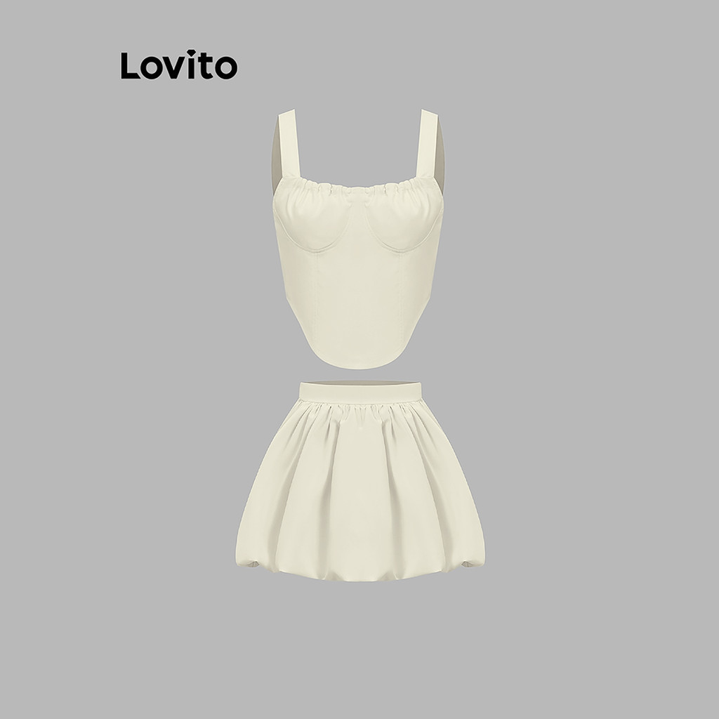 Lovito Bộ váy dây kéo trơn thông thường cho nữ LBA79053 | BigBuy360 - bigbuy360.vn