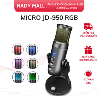 Micro Để Bàn JD-950 RGB USB Mic Thu Âm Chuyên Nghiệp Cho Podcasts/Streaming/m/Karaoke Tương thích Nhiều Thiết Bị-HADY