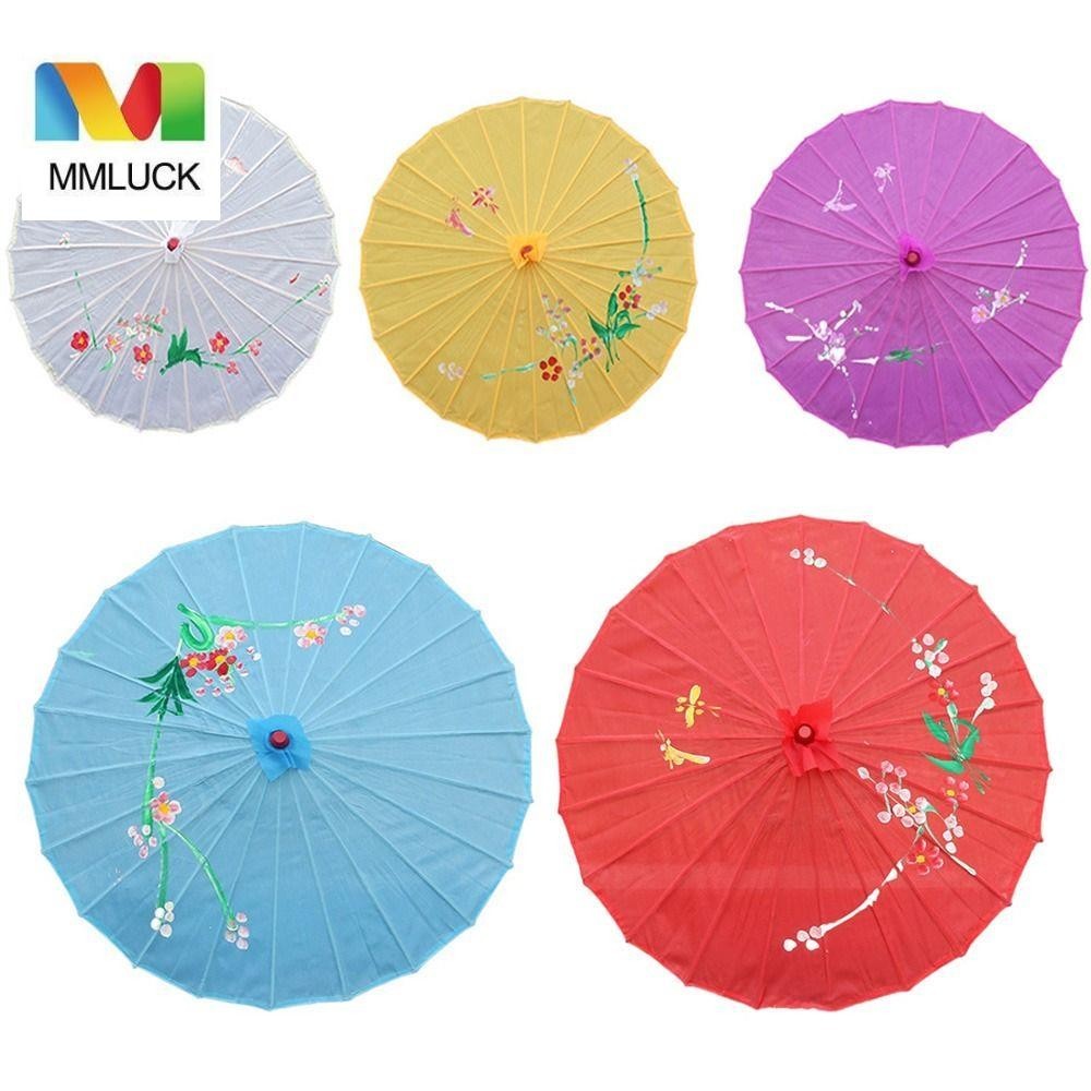 Ô dù giấy dầu MMLUCK, Ô nghệ thuật Trung Quốc bằng lụa 56 / 82cm, Hoa vẽ tay nhẹ Vintage Trung Quốc 