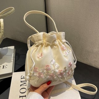  Phong Cách Trung Quốc Cổ Hanfu Phụ Kiện Túi Handmade Ren Thêu Vải Một Vai Đeo Ngang Di Động Xô Túi 5.20 