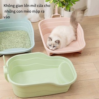 MASTI nửa kín mèo cát chậu lớn chống bắn tung tóe bên ngoài chống cát vật nuôi nhà vệ sinh mèo