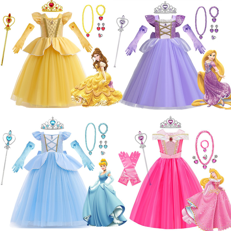  Njxd Bé Gái Lọ Lem Belle Rapunzel Đầm Công Chúa Halloween Trang Phục Hóa Trang Đảng Trẻ Em Jasmine Elsa Váy Cho Bé Gái Tiệc Sinh Nhật Làm Đẹp Cuộc Thi Quần Áo 