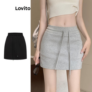 Chân váy Lovito trơn dây rút cho nữ LNA34046 (xám)