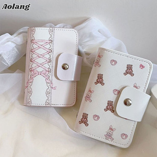 Aolang Túi Đựng Thẻ Nữ Thời Trang Gấu Thỏ Thiết Kế Thần Tượng Thẻ Ảnh Hai Mặt Dễ Thương Chống Từ Tính Thẻ ID 24 Khe Sách Thẻ Ngân Hàng