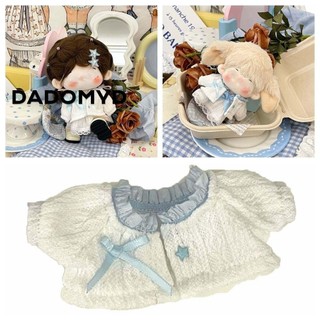 DADOMYD len Cardigan búp bê, Áo khoác len búp bê trắng 10cm 20cm, Phụ kiện búp bê nơ sáng tạo Nút ngôi sao Quần áo đan thu nhỏ Búp bê nhồi bông