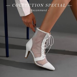 34-47 Kích Thước 2023 Xuân Hè Phong Cách Mới Tất Cả Trận Đấu Giày Lưới Cao Gót Giày Bốt Martin Giày Bốt Ngắn Ren Giày Sandal Gót Dày Giày Lưới Hồ