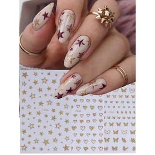 Lấp lánh lấp lánh dán móng tay ngôi sao vàng bướm trái tim diy lấp lánh thiết kế ba chiều cho móng tay nghệ thuật trang trí đề can làm móng tay thiết kế mùa đông đề can nghệ thuật móng tay phong cách y2k
