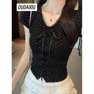 OUDAIXIU áo phông áo thun nữ croptop baby tee Fashion Dễ thương Minimalist Phong cách WCS2451EC6 21Z240525