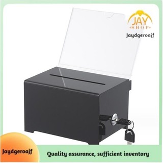 [Hàng mới] 1 Hộp quyên góp có khóa Hộp đựng phiếu bầu có hộp gợi ý màu đen để gây quỹ, quyên góp