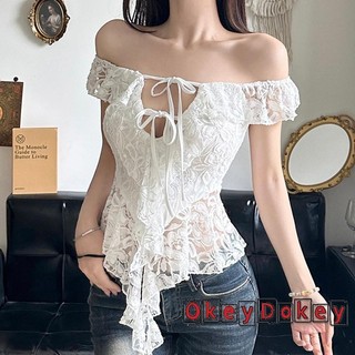 Okdk-áo thun ngắn tay xù quây quây dành cho nữ
