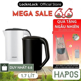 Ấm siêu tốc 1.7L 1800W LocknLock Chính Hãng đun sôi nhanh, lõi Inox chống ăn mòn EJK738BLK - BH 2 NĂM - HAPOS OFFICIAL