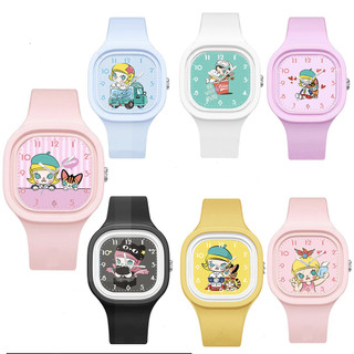 Hoạt hình pop mart họa tiết đồng hồ vuông dây silicon đồng hồ trẻ em quà tặng sinh nhật cho bé trai bé gái