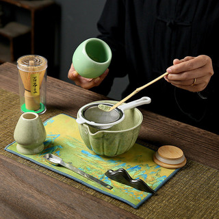 Bộ trà matcha 4 bộ matcha bát matcha khuấy bàn chải giá đỡ trà bình lắc đứng matcha bột khuấy bàn chải matcha bát matcha bàn chải matcha bột khuấy matcha bộ làm matcha bộ máy lắc trà